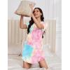 imageEkouaer Nightgowns for Women Pleated Nightshirts Short Sleeve Sleepshirts Crew Neck Sleepwear Soft Night Gown SleepdressPink  Blue Tie Dye