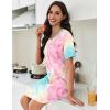 imageEkouaer Nightgowns for Women Pleated Nightshirts Short Sleeve Sleepshirts Crew Neck Sleepwear Soft Night Gown SleepdressPink  Blue Tie Dye