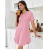 imageEkouaer Nightgowns for Women Pleated Nightshirts Short Sleeve Sleepshirts Crew Neck Sleepwear Soft Night Gown SleepdressPink