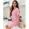 imageEkouaer Nightgowns for Women Pleated Nightshirts Short Sleeve Sleepshirts Crew Neck Sleepwear Soft Night Gown SleepdressPink
