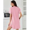 imageEkouaer Nightgowns for Women Pleated Nightshirts Short Sleeve Sleepshirts Crew Neck Sleepwear Soft Night Gown SleepdressPink