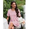 imageEkouaer Nightgowns for Women Pleated Nightshirts Short Sleeve Sleepshirts Crew Neck Sleepwear Soft Night Gown SleepdressPink White Florals