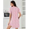 imageEkouaer Nightgowns for Women Pleated Nightshirts Short Sleeve Sleepshirts Crew Neck Sleepwear Soft Night Gown SleepdressPink White Florals