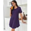 imageEkouaer Nightgowns for Women Pleated Nightshirts Short Sleeve Sleepshirts Crew Neck Sleepwear Soft Night Gown SleepdressPurple