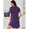 imageEkouaer Nightgowns for Women Pleated Nightshirts Short Sleeve Sleepshirts Crew Neck Sleepwear Soft Night Gown SleepdressPurple