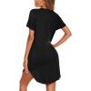 imageEkouaer Nightgowns for Women Soft Cotton Sleep Shirt Short Sleeve Button Down NightshirtBlack
