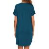 imageEkouaer Nightgowns for Women Soft Cotton Sleep Shirt Short Sleeve Button Down NightshirtBlue Green