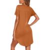 imageEkouaer Nightgowns for Women Soft Cotton Sleep Shirt Short Sleeve Button Down NightshirtBrick Red