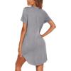 imageEkouaer Nightgowns for Women Soft Cotton Sleep Shirt Short Sleeve Button Down NightshirtLight Grey