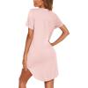 imageEkouaer Nightgowns for Women Soft Cotton Sleep Shirt Short Sleeve Button Down NightshirtLight Pink