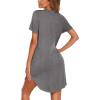 imageEkouaer Nightgowns for Women Soft Cotton Sleep Shirt Short Sleeve Button Down NightshirtMedium Grey