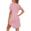 imageEkouaer Nightgowns for Women Soft Cotton Sleep Shirt Short Sleeve Button Down NightshirtPink