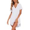 imageEkouaer Nightgowns for Women Soft Cotton Sleep Shirt Short Sleeve Button Down NightshirtWhite