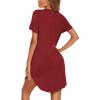 imageEkouaer Nightgowns for Women Soft Cotton Sleep Shirt Short Sleeve Button Down NightshirtWine Red