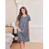 imageEkouaer Nightgowns for Women with Pockets Button Front Short Sleeve House Dresses Floral Print Mumu DressBlack Flower