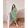 imageEkouaer Nightgowns for Women with Pockets Button Front Short Sleeve House Dresses Floral Print Mumu DressGreen Flower