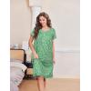 imageEkouaer Nightgowns for Women with Pockets Button Front Short Sleeve House Dresses Floral Print Mumu DressGreen Flower