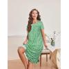 imageEkouaer Nightgowns for Women with Pockets Button Front Short Sleeve House Dresses Floral Print Mumu DressGreen Flower