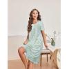 imageEkouaer Nightgowns for Women with Pockets Button Front Short Sleeve House Dresses Floral Print Mumu DressLight Green Daisy