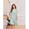 imageEkouaer Nightgowns for Women with Pockets Button Front Short Sleeve House Dresses Floral Print Mumu DressLight Green Daisy
