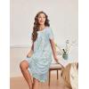 imageEkouaer Nightgowns for Women with Pockets Button Front Short Sleeve House Dresses Floral Print Mumu DressLight Green Daisy