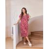 imageEkouaer Nightgowns for Women with Pockets Button Front Short Sleeve House Dresses Floral Print Mumu DressRed Flower