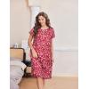 imageEkouaer Nightgowns for Women with Pockets Button Front Short Sleeve House Dresses Floral Print Mumu DressRed Flower