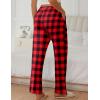 imageEkouaer Pajama Pants Women Soft Casual Lounge Pajama Bottoms Comfy Stretch Sleep Pants Wide Leg Pj Bottoms with PocketsBlack Red Plaid