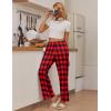 imageEkouaer Pajama Pants Women Soft Casual Lounge Pajama Bottoms Comfy Stretch Sleep Pants Wide Leg Pj Bottoms with PocketsBlack Red Plaid