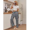 imageEkouaer Pajama Pants Women Soft Casual Lounge Pajama Bottoms Comfy Stretch Sleep Pants Wide Leg Pj Bottoms with PocketsBlack White Plaid