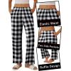 imageEkouaer Pajama Pants Women Soft Casual Lounge Pajama Bottoms Comfy Stretch Sleep Pants Wide Leg Pj Bottoms with PocketsBlack White Plaid