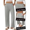 imageEkouaer Pajama Pants Women Soft Casual Lounge Pajama Bottoms Comfy Stretch Sleep Pants Wide Leg Pj Bottoms with PocketsLight Grey