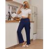 imageEkouaer Pajama Pants Women Soft Casual Lounge Pajama Bottoms Comfy Stretch Sleep Pants Wide Leg Pj Bottoms with PocketsNavy Blue