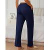 imageEkouaer Pajama Pants Women Soft Casual Lounge Pajama Bottoms Comfy Stretch Sleep Pants Wide Leg Pj Bottoms with PocketsNavy Blue