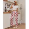 imageEkouaer Pajama Pants Women Soft Casual Lounge Pajama Bottoms Comfy Stretch Sleep Pants Wide Leg Pj Bottoms with PocketsRed Cherry