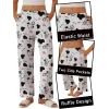 imageEkouaer Pajama Pants Women Soft Casual Lounge Pajama Bottoms Comfy Stretch Sleep Pants Wide Leg Pj Bottoms with PocketsWhite Cow