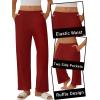 imageEkouaer Pajama Pants Women Soft Casual Lounge Pajama Bottoms Comfy Stretch Sleep Pants Wide Leg Pj Bottoms with PocketsWine Red