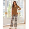imageEkouaer Pajama Sets For Women 2 Piece Short Sleeve Pj Sets With Long Printed Pants Sleepwear Casual Loose Lounge SetsBrown Bear