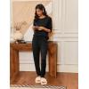 imageEkouaer Pajamas Womens Long Sleeve Pj Set 2 Piece Loungewear Soft Comfy Sleepwear with Jogger Pants SXXLBlack