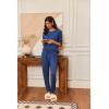 imageEkouaer Pajamas Womens Long Sleeve Pj Set 2 Piece Loungewear Soft Comfy Sleepwear with Jogger Pants SXXLBlue