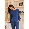 imageEkouaer Pajamas Womens Long Sleeve Pj Set 2 Piece Loungewear Soft Comfy Sleepwear with Jogger Pants SXXLBlue