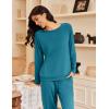 imageEkouaer Pajamas Womens Long Sleeve Pj Set 2 Piece Loungewear Soft Comfy Sleepwear with Jogger Pants SXXLBlue Green