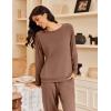 imageEkouaer Pajamas Womens Long Sleeve Pj Set 2 Piece Loungewear Soft Comfy Sleepwear with Jogger Pants SXXLBrown