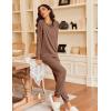 imageEkouaer Pajamas Womens Long Sleeve Pj Set 2 Piece Loungewear Soft Comfy Sleepwear with Jogger Pants SXXLBrown