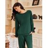 imageEkouaer Pajamas Womens Long Sleeve Pj Set 2 Piece Loungewear Soft Comfy Sleepwear with Jogger Pants SXXLGreen