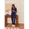 imageEkouaer Pajamas Womens Long Sleeve Pj Set 2 Piece Loungewear Soft Comfy Sleepwear with Jogger Pants SXXLNavy