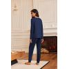 imageEkouaer Pajamas Womens Long Sleeve Pj Set 2 Piece Loungewear Soft Comfy Sleepwear with Jogger Pants SXXLNavy