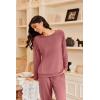 imageEkouaer Pajamas Womens Long Sleeve Pj Set 2 Piece Loungewear Soft Comfy Sleepwear with Jogger Pants SXXLOld Rose