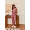 imageEkouaer Pajamas Womens Long Sleeve Pj Set 2 Piece Loungewear Soft Comfy Sleepwear with Jogger Pants SXXLOld Rose