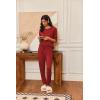 imageEkouaer Pajamas Womens Long Sleeve Pj Set 2 Piece Loungewear Soft Comfy Sleepwear with Jogger Pants SXXLRed
